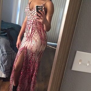 All Around The World Sequin Dress - Red Wine Color